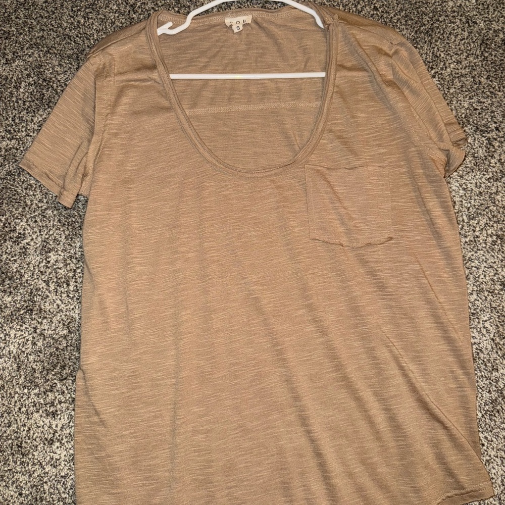 POL Beige Short Sleeve Top